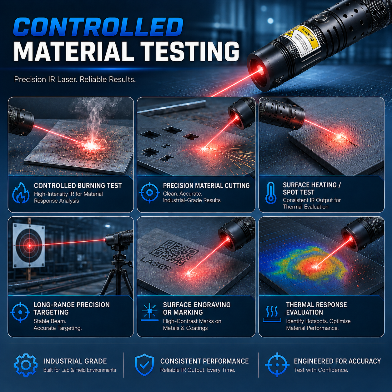 🔥2026 Brand New 120W 900-1100nm High-Power IR Laser Pointer