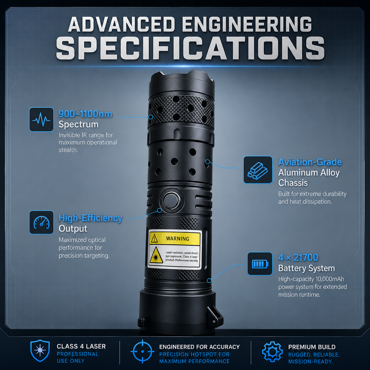 🔥2026 Brand New 120W 900-1100nm High-Power IR Laser Pointer