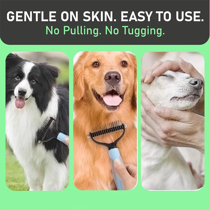 🐾 The Ultimate 2-in-1 Dual-Sided Pet Dematting & Deshedding Comb